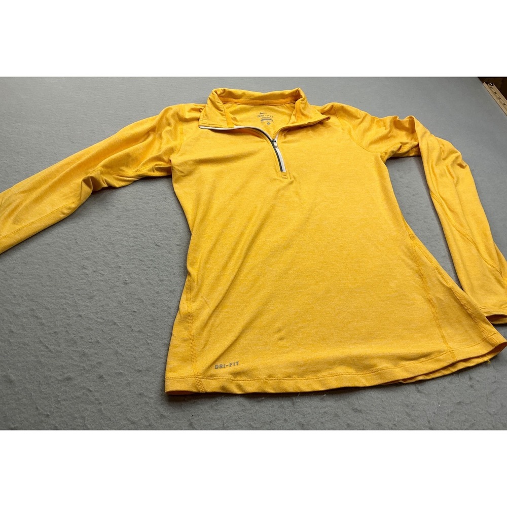 Nike Dri-Fit Heathered Element‎ 1/2 Zip Pullover Yellow Running Top S Athletic